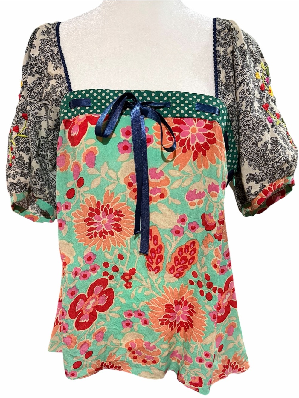 Anthropologie FEI Silk Peasant Blouse